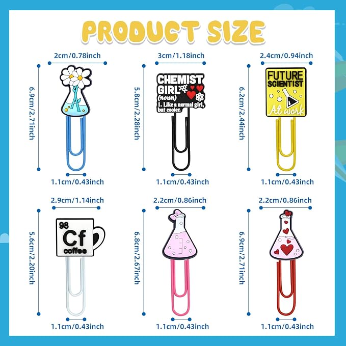 30 PCS Science Paper Clips Metal Paperclip Large Size Paper Clip Cute Bookmark - Image 4