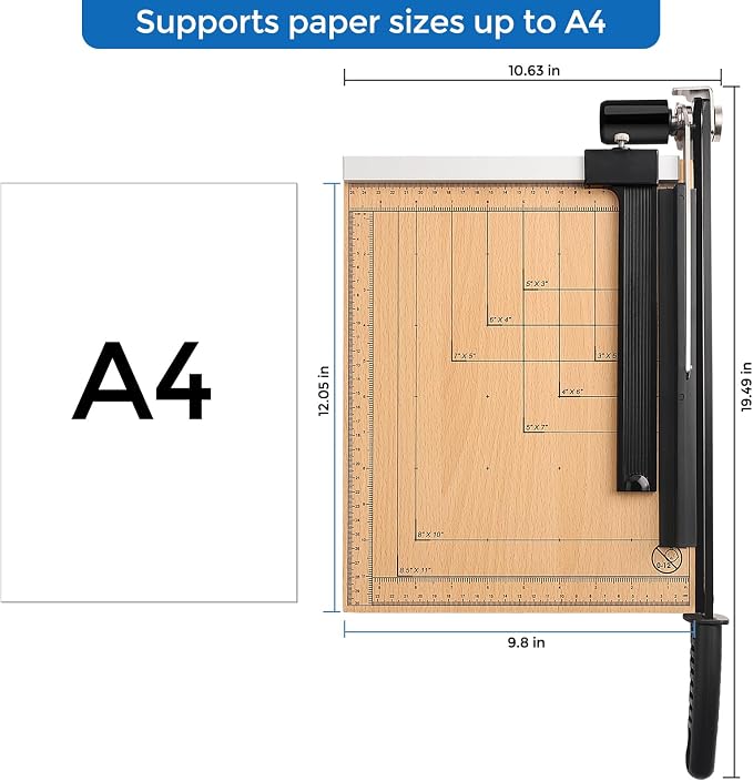 MROCO Heavy Duty Guillotine Paper Cutter & Paper Trimmer, Adjustable Guide - Image 2