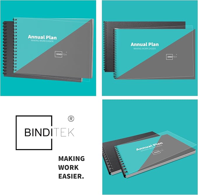 Binditek 100 Pack Binding Covers and Backs Set, 11 x 17 Inches, 50 Clear PVC - Image 6