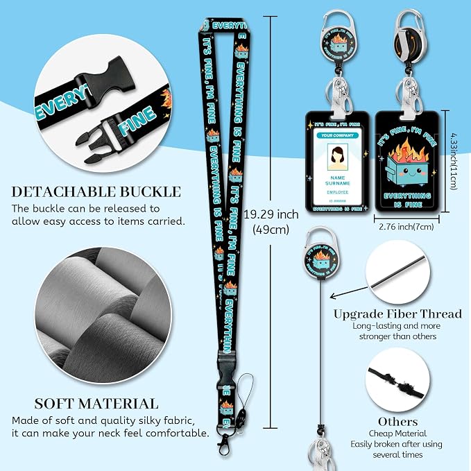 Hancynir Lanyards for Id Badges, Dumpster on Fire Badge Holder - Image 4