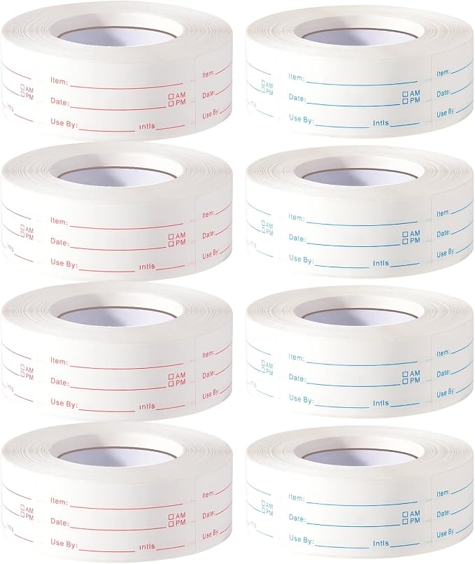 8 Rolls 4000 Pieces Removable Food Labels | 1 x 2 Inch Date Stickers by WSICSE