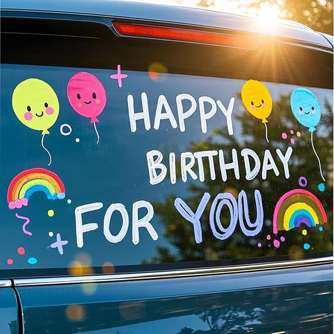 Window Chalk Markers for Cars Glass Washable, 8 Colors Jumbo Liquid Chalk Marker Pens with 7mm 2 in 1 Nib Wide Tips, Big Chalkboard Markers Car Window Paint Pens for Auto, Bistro, Poster,Mirror-DeskLoop Office