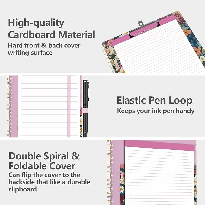 Clipboard Folio with Notepad for Letter Size, 5 Extra Folders with Storage 10 - Image 4