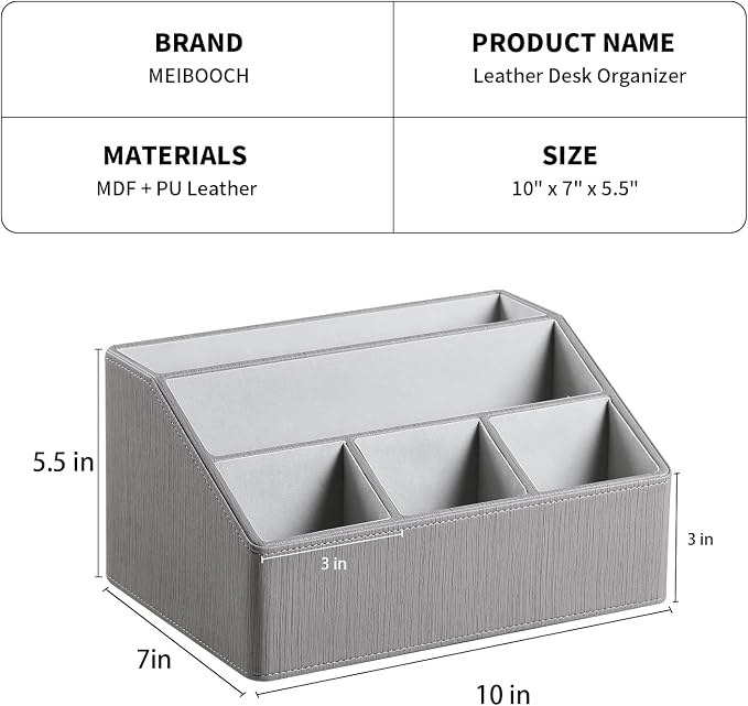 PU Leather Desk Organizer, Luxury Remote Control Holder - Image 4