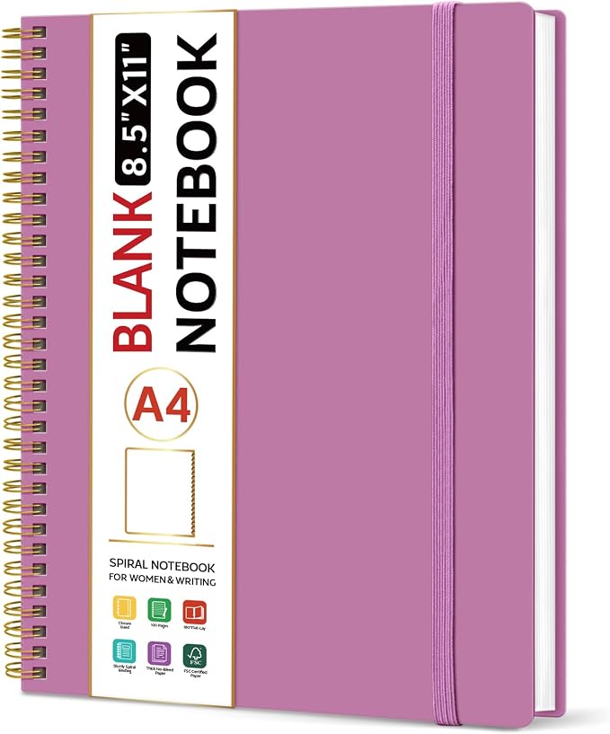 Taja Spiral Blank Notebook, 8.5"x11" Notebooks by Taja