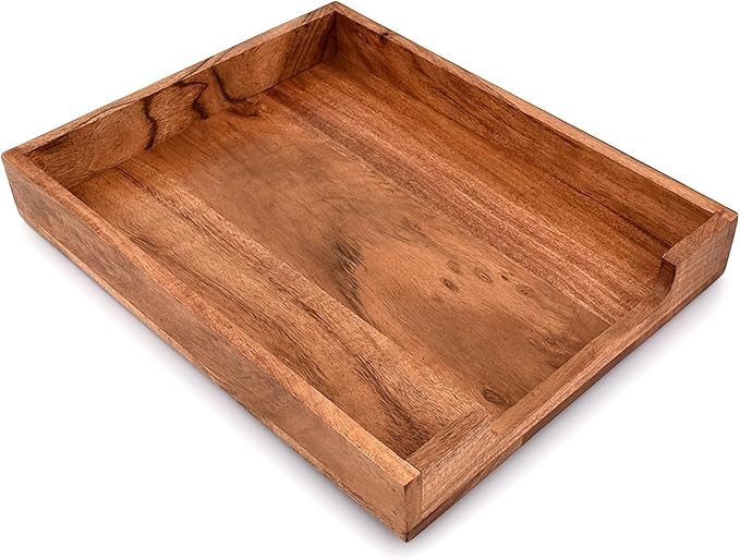 EDHAS Letter Trays & Stacking Supports Acacia Wood Desk Document, File Folder - Image 3