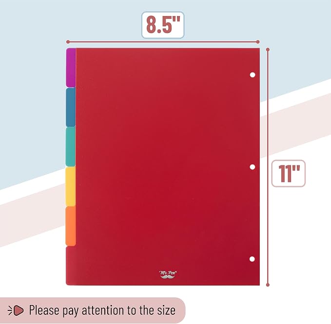 Mr. Pen- Dividers for 3 Ring Binder, 2 Sets, 6 Pack/Set, Binder Dividers - Image 3