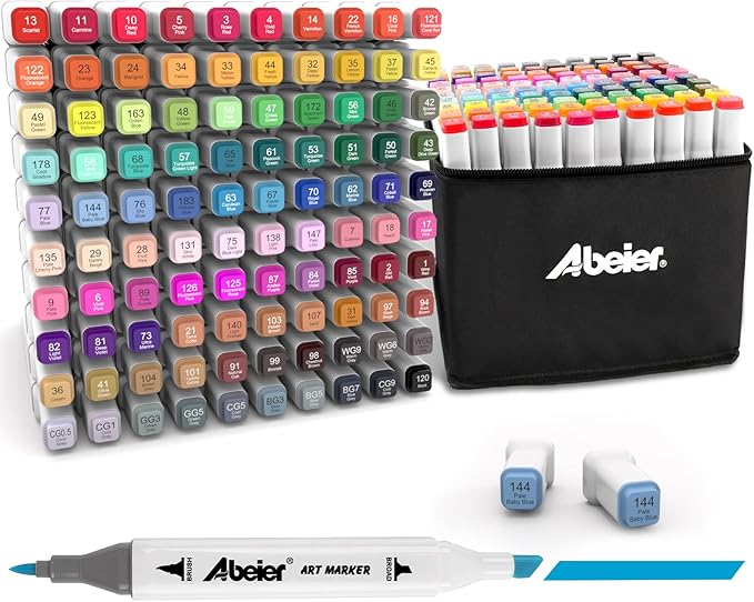 100 Colors Alcohol Markers Set, Dual Tips Blender Art Marker for Drawing, Permanent Sketch Markers for adult coloring, Alcohol Based, Adults Coloring and Artist Illustration.(BRUSH TIP)-DeskLoop Office
