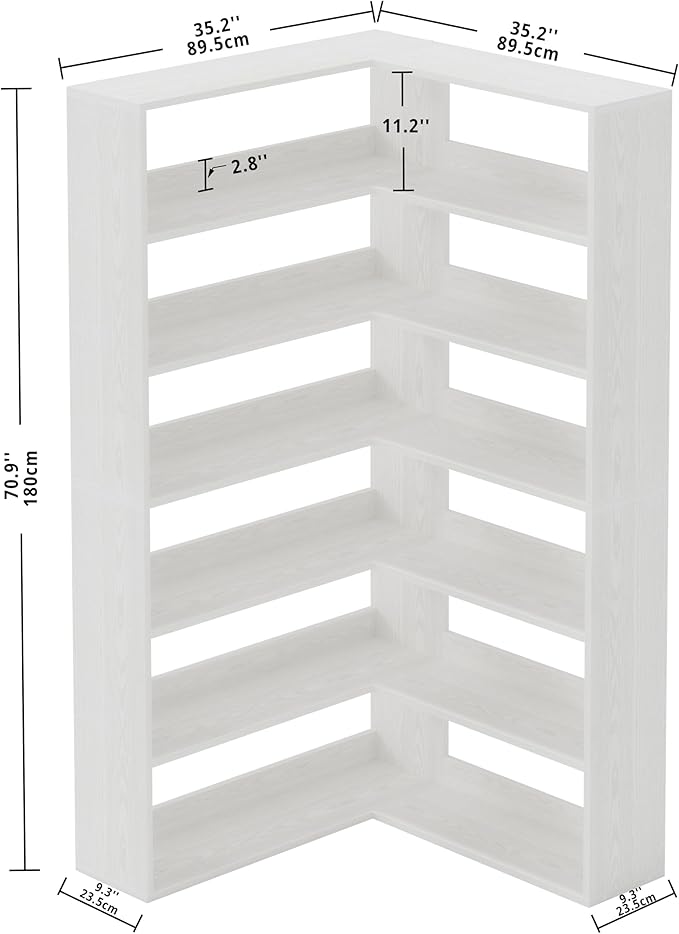 IRONCK Bookshelves 6 Tiers with Baffles Industrial Large Corner Etagere Bookcase Storage Display Rack for Living Room Home Office-DeskLoop Office