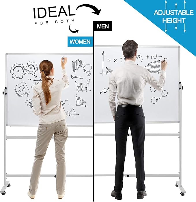 Mobile Dry Erase Board Magnetic Whiteboard on Wheels (Aluminium Frame) 36"x24" Portable White boards with Rolling Stand for Classroom, Office, Home-DeskLoop Office