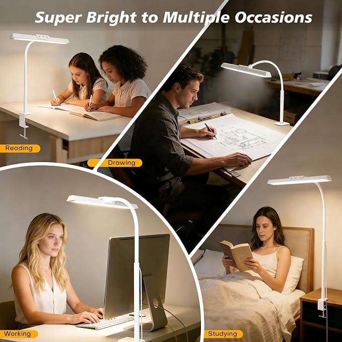 LED Desk Lamp for Office Home, Stepless Dimming Architect Desk Light - Image 7