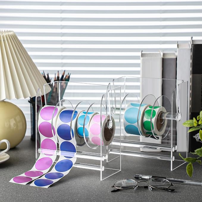 Qilery Adjustable Label Dispenser Acrylic Roll Sticker Dispenser Sticker Holder - Image 3