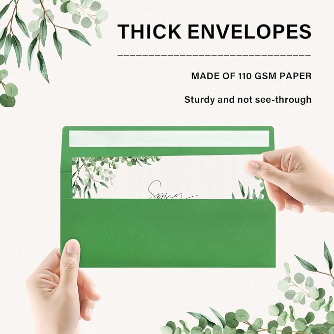 50 Pack #10 Business Envelopes, Self Seal Standard Green Envelopes - Image 3
