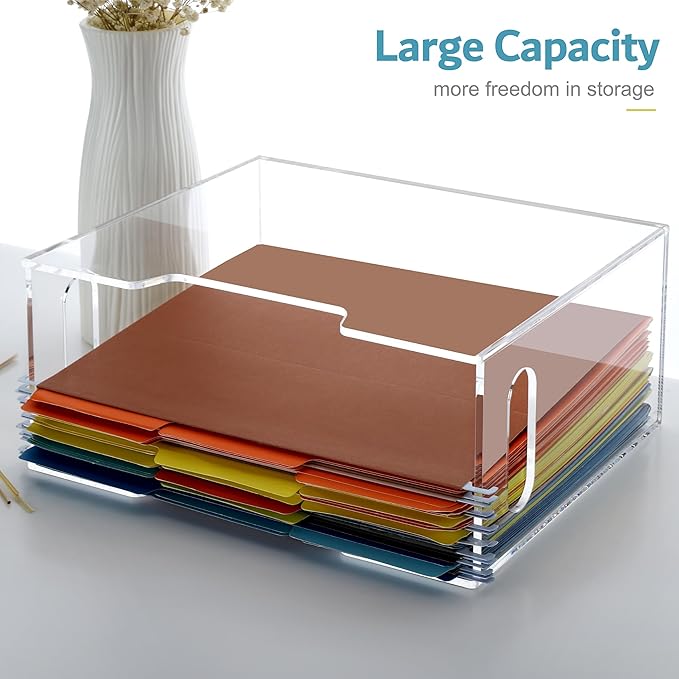 DINGHUO Acrylic File Folder Organizer, Hanging File Organizer Box, File Holder - Image 3