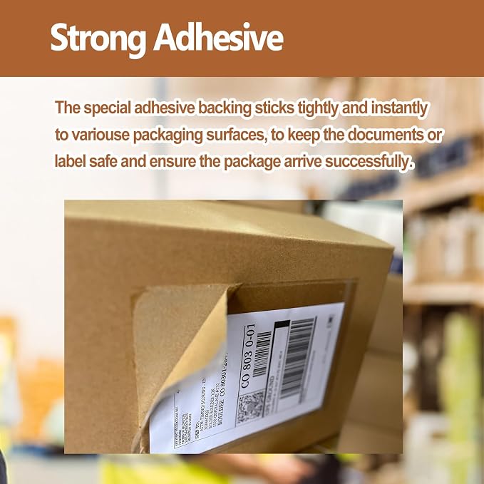 BEUYI 2.5 Mil Premium 7" x 10" Clear Adhesive Shipping Label Sleeves, Packing - Image 3