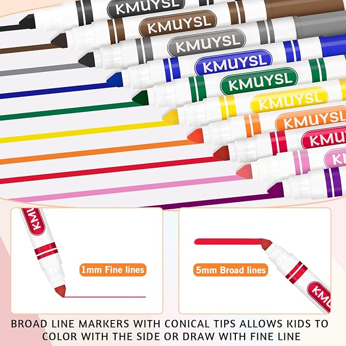 KMUYSL 160 Count Washable Markers Bulk, 10 Assorted Colors - Broad Line Conical Tip Coloring Markers for Kids, School Art Supplies & Back to School Supplies, Teacher Classroom Must Haves-DeskLoop Office