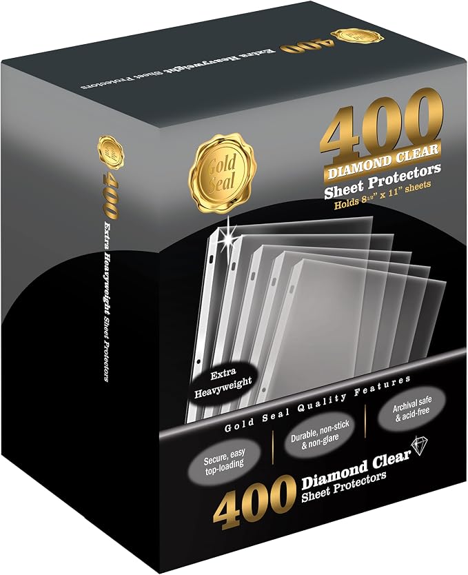 GOLD SEAL 400 Count Diamond Clear Extra Heavyweight Sheet Protectors, 4 mils by GOLDSEAL