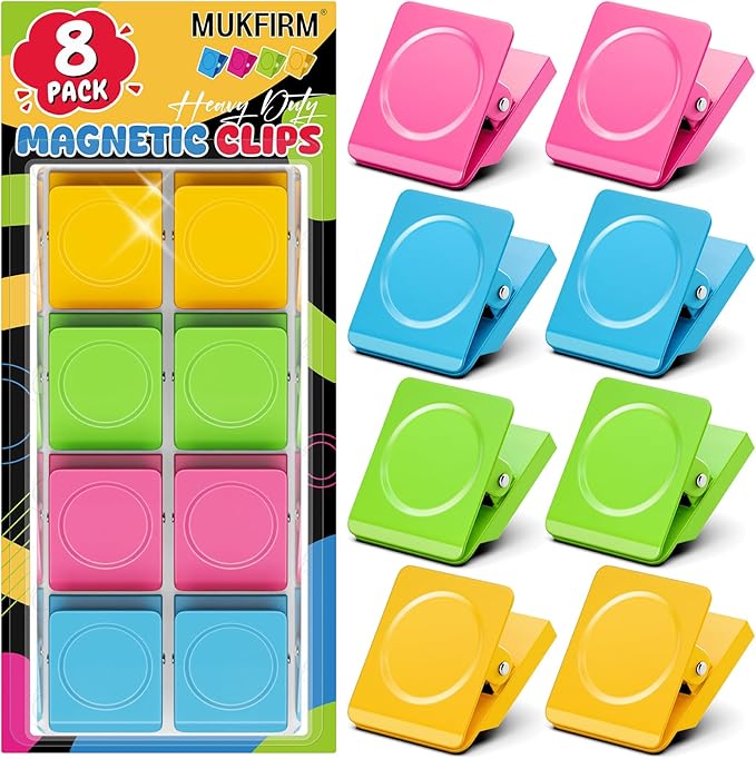 8 Pack Heavy Duty Magnetic Clips by MUKFIRM