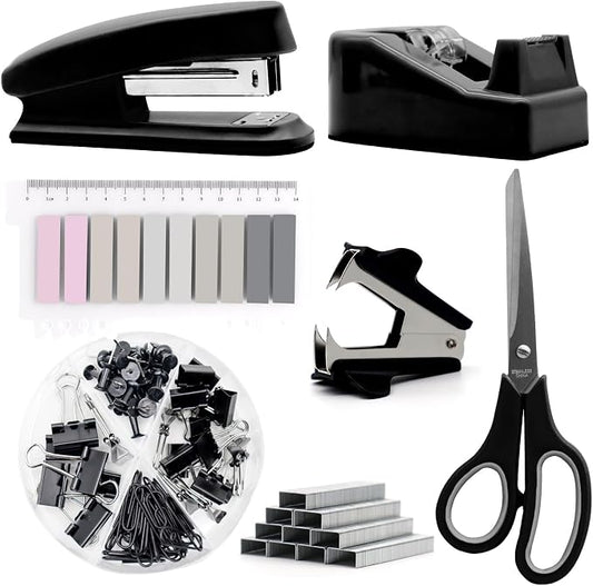 Black Office Supplies, Stapler and Tape Dispenser Set, Gift by sportsvoutdoors