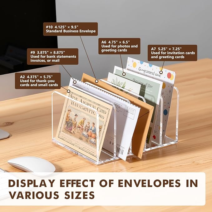 BEYGORM Acrylic Mail Holder, Vertical Letter Sorter - Image 2