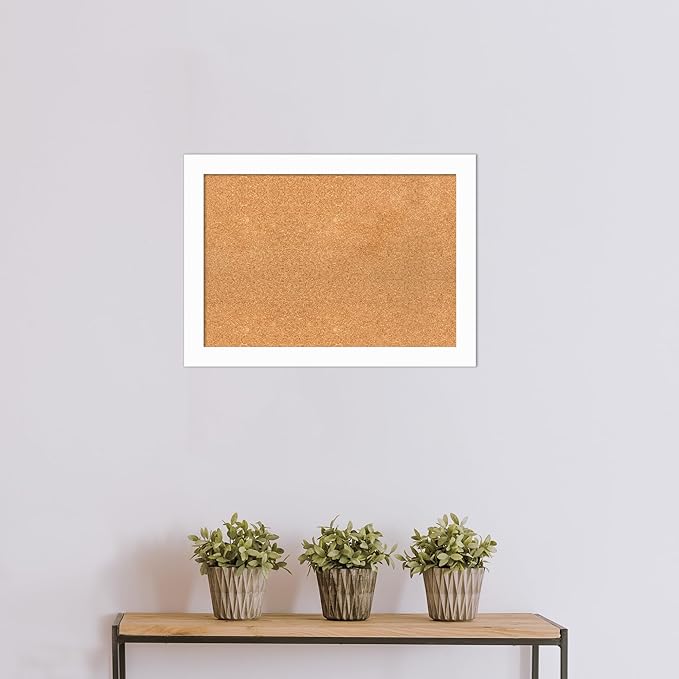 Amanti Art Natural Cork Board for Wall, 21x29 Vision Board with White Frame, Medium Corkboard Office Decor for Home Organization, Casual Corkboard Pinboard to Display Items for Home Organization in-DeskLoop Office