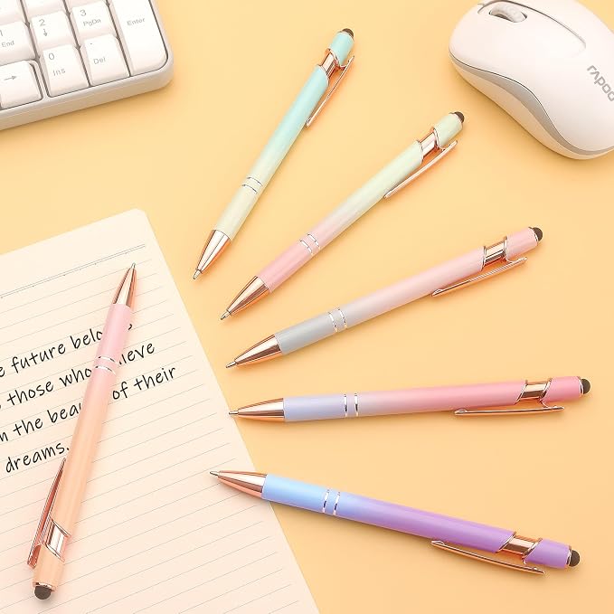 Bribobo 6 Pack Ballpoint Pen 2-in-1 Stylus Retractable Ballpoint Pen - Image 7