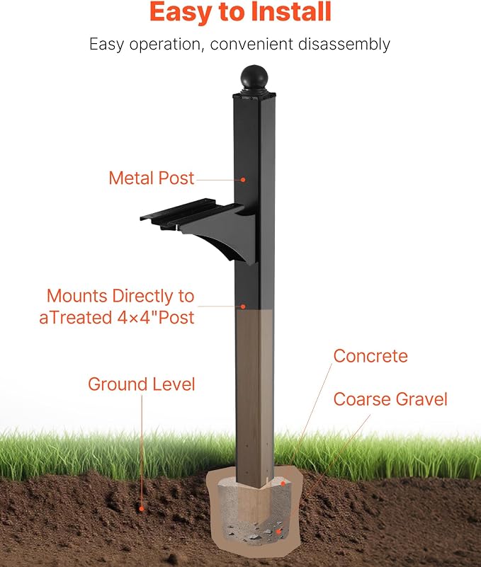 VEVOR Mailbox Post, Aluminum In-Ground Mounting Mail Box Stand - Image 6