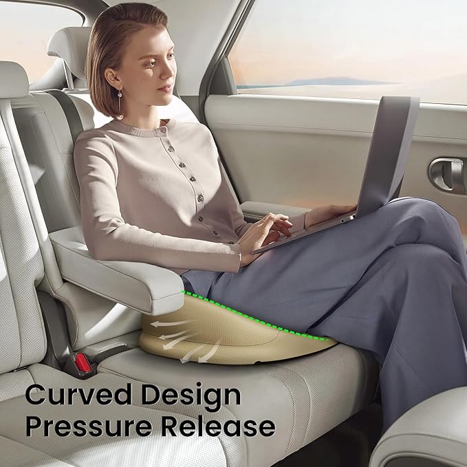 Benazcap Large Seat Cushion for Office Chair Memory Foam Coccyx Pain Relief Cushion Pillow for Back Support Non-Slip Seat Pad for Office Desk, Car Seat, Wheelchair, Sciatica-Beige-DeskLoop Office