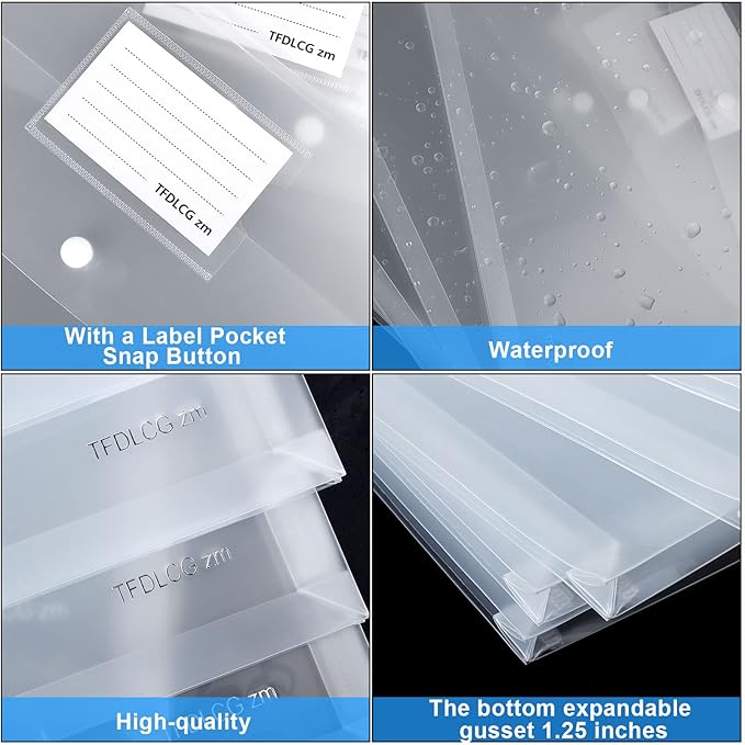 12 Pack Large Clear Folders for Documents, Legal Size, TFDLCG zm Plastic - Image 4