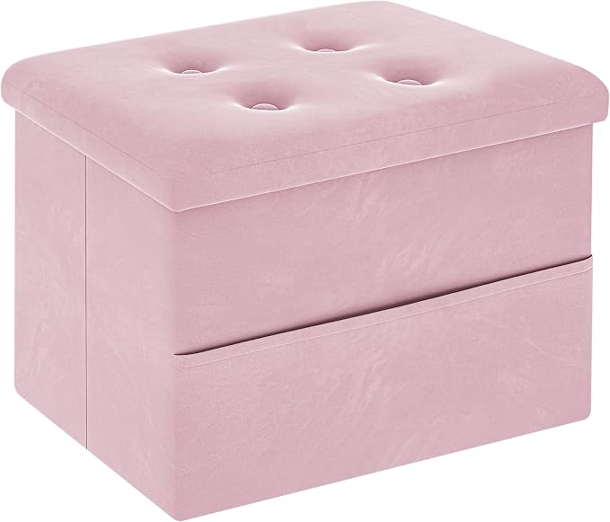 ZOES HOMEWARE Small Storage Ottoman Foot Rest, Velvet Ottoman by ZOESHOMEWARE