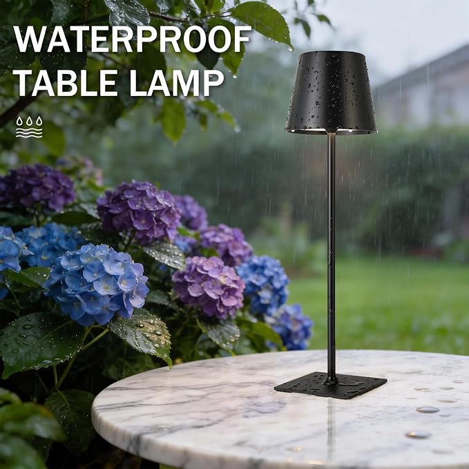 Kakanuo Black Cordless Rechargeable Table Lamp, 4 Pack Portable Desk Lamp - Image 6