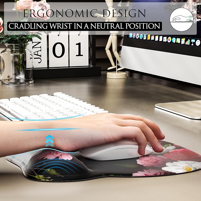 MROCO Ergonomic Mouse Pad with Gel Wrist Rest, 9.4 x 8.1 in, Gel Wrist Comfort - Image 5