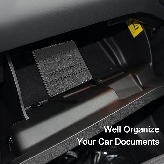 Car Registration and Insurance Holder, Premium PU Leather Vehicle Glove Box Car - Image 7
