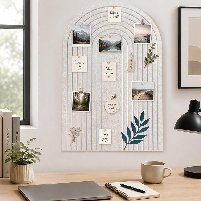 Large Arched Felt Bulletin Board, Stylish Sized 36" x 24" Cork Board Alternative - Image 6