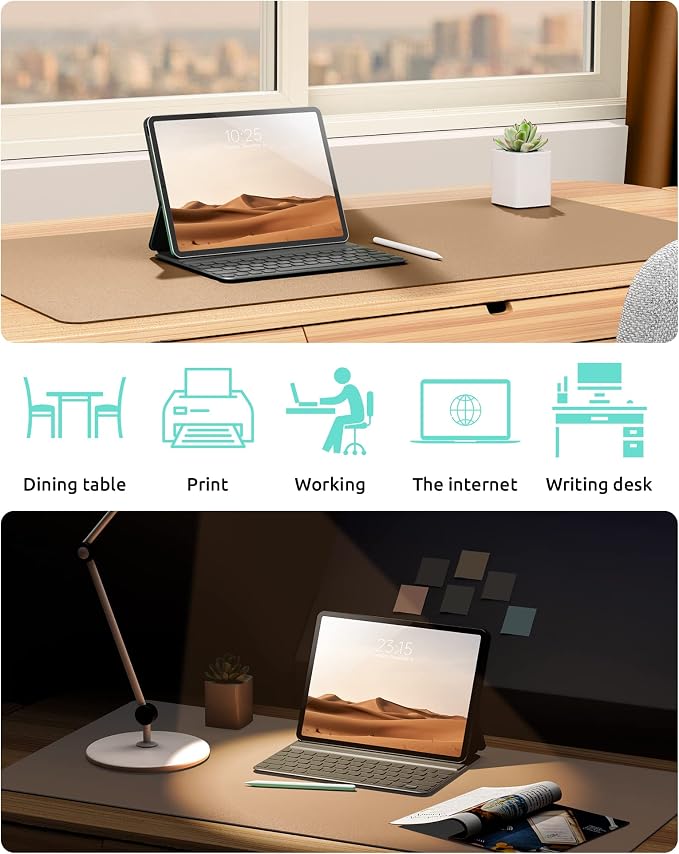 YSAGi Leather Desk Protector, Office Mat, Large Mouse Mat, Non-Slip PU Leather - Image 6