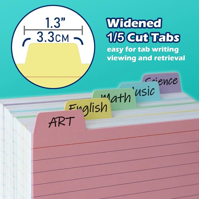 100 Pack Tabbed Index Cards 3x5 Lined Index Card Dividers - Image 5