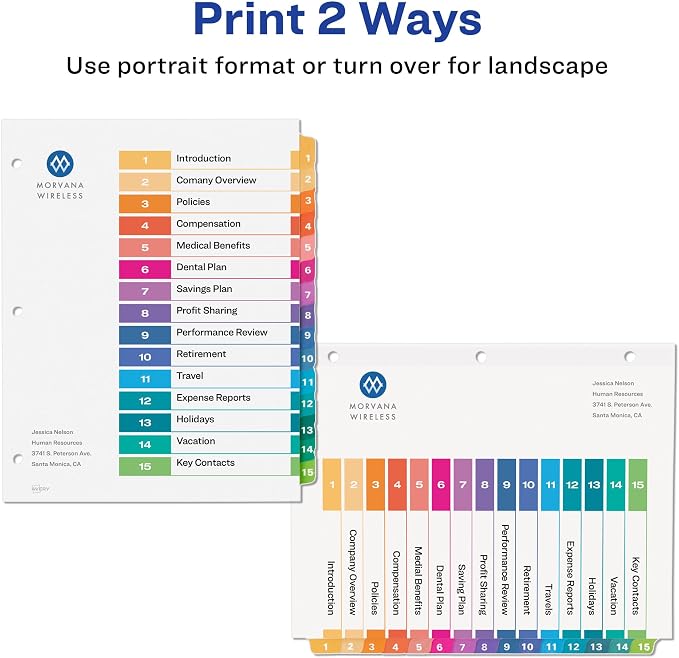 Avery 15 Tab Dividers for 3 Ring Binders, Customizable Table of Contents - Image 3