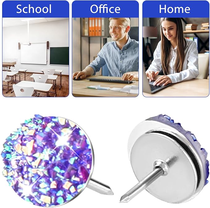 Mabor 30Pcs Decorative Thumb Tacks Glitter Rhinestone Cute Push Pins | Fun Push - Image 5