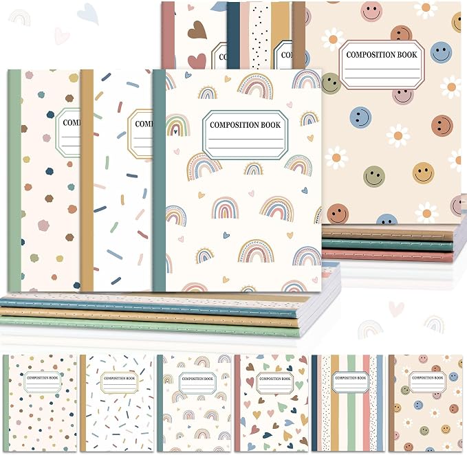 6 Pack Large Composition Notebooks Bulk 9.8 × 7.5 in Wide Ruled Hard Cover by Unknown