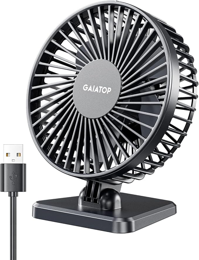 Gaiatop USB Desk Fan, Small But Powerful, Personal Portable Quiet 3 Speeds by GAIATOP