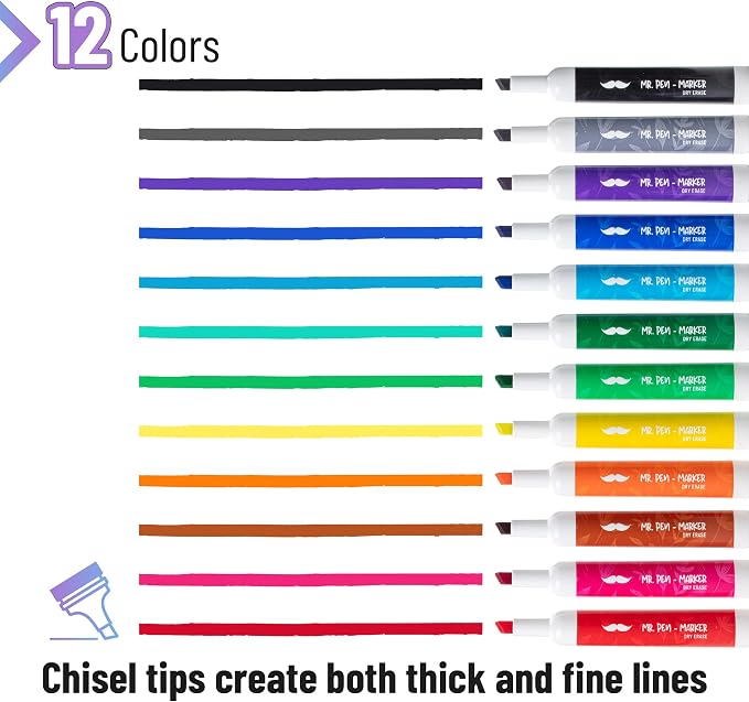 Mr. Pen- Dry Erase Markers, 52 Pack, Low Odor Ink | Chisel Tip, Bulk White - Image 3
