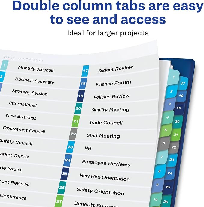 Avery Double Column Dividers for 3 Ring Binders, 32 Tabs per Set, Customizable - Image 3