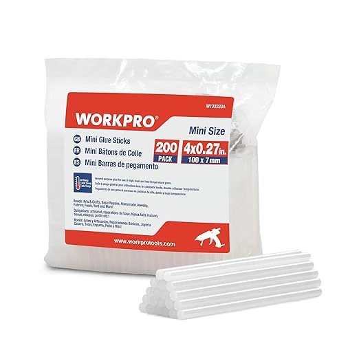 WORKPRO Hot Glue Sticks, Compatible with Most Glue Guns, Multipurpose for DIY Art Craft General Repairs, Home Decoration and Gluing Projects (0.27"x4" 200PCS)-DeskLoop Office