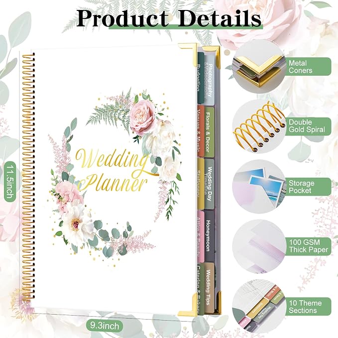 VinTS 176 Pages Wedding Planner, Wedding Planner Book and Organizer - Image 2
