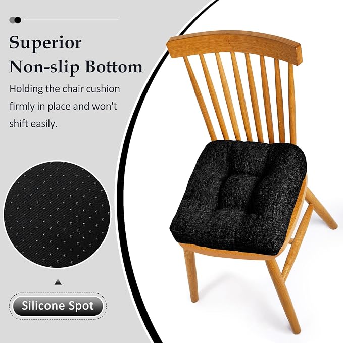 downluxe Chair Cushions for Dining Chairs 2 Pack, Tufted Indoor Chair Pads - Image 3