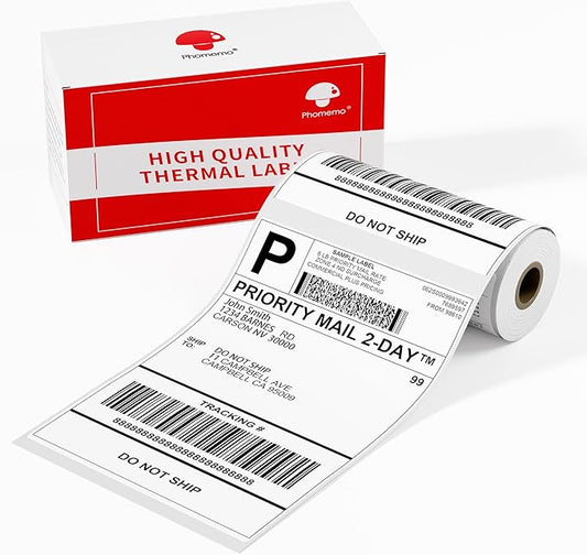 55 Pcs 4'' x 6'' Shipping Thermal Labels for Address, Barcodes, Small Business Labeling, Warehouse, Inventory - Thermal Label Compatible with Phomemo 241 BT, M421-DeskLoop Office