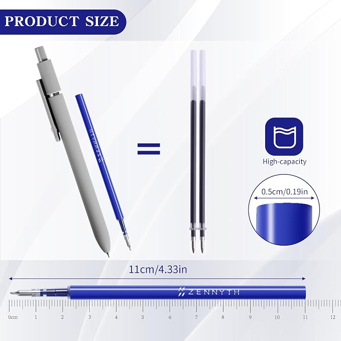 Gel Pen Refills for Click pens, Quick Drying Ink Pen Refills Smooth Writing - Image 6