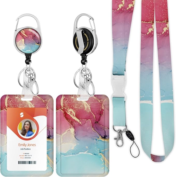 ID Badge Holder with Lanyard, Retractable ID Badge Card Holders Detachable Neck by Boutilon