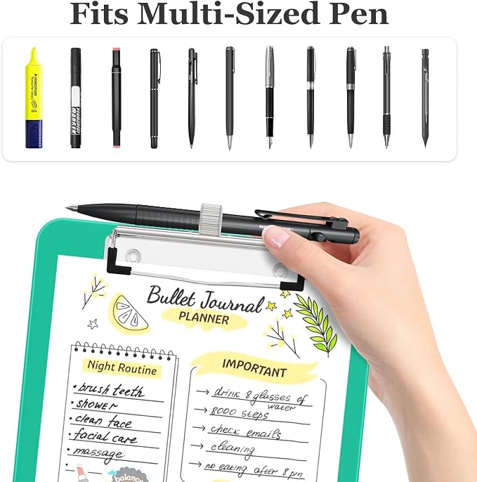Piasoenc Small Clipboard with Storage, Clip Board with Pen Holder, School & - Image 3