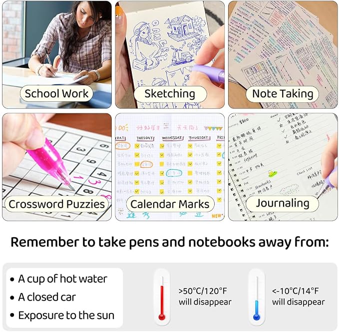 Retractable Erasable Gel Pens Clicker, Fine Point 0.7mm Smooth Writing Pens - Image 6